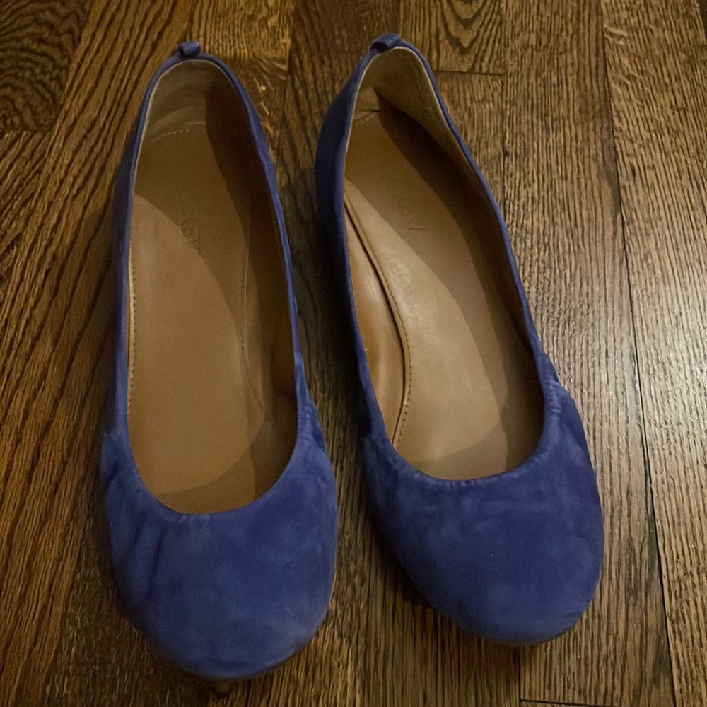 Blue suede flats